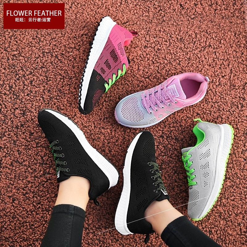 women   flat   sneakers   girl   mesh   breathable   running   sport   shoes