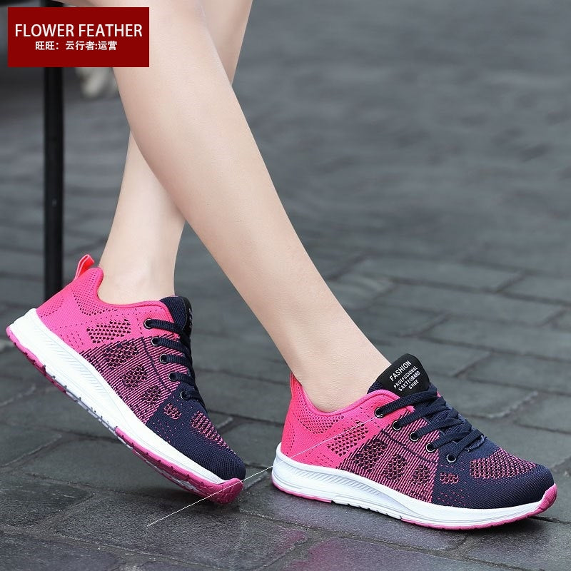 women   flat   sneakers   girl   mesh   breathable   running   sport   shoes