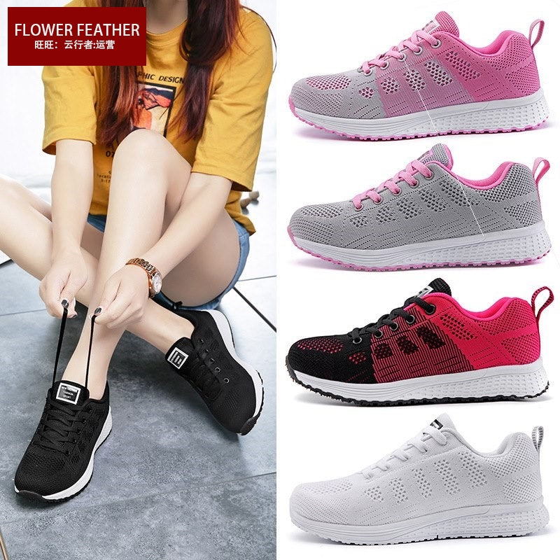 women   flat   sneakers   girl   mesh   breathable   running   sport   shoes