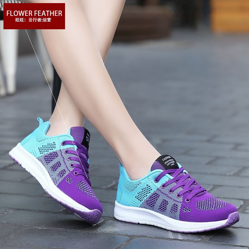 women   flat   sneakers   girl   mesh   breathable   running   sport   shoes