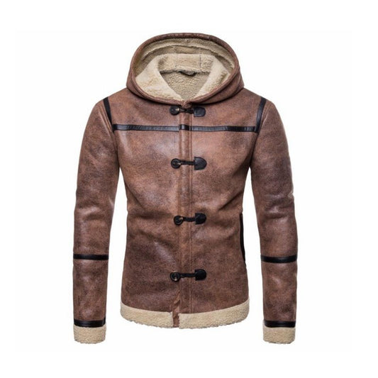 2019   winter   jacket   men   leather   coat   Eurocode men's wear leather clothing popular Hooded zipper